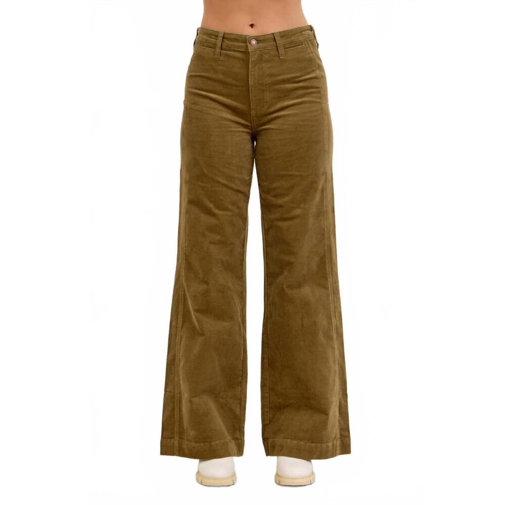 NEW JUDY BLUE high waisted retro wide leg pant in olive